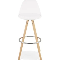 Tabouret de bar 'FLORENCE' en tissu bouloché blanc style scandinave