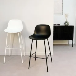 Tabouret de bar 'GRANO' noir intérieur et extérieur