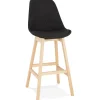 Tabouret de bar scandinave 'TERESA' en tissu noir