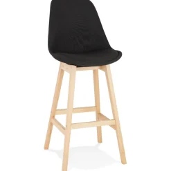 Tabouret de bar scandinave 'TERESA' en tissu noir