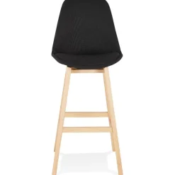 Tabouret de bar scandinave 'TERESA' en tissu noir