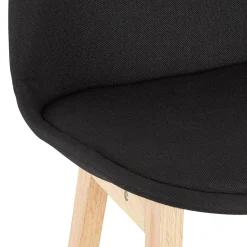 Tabouret de bar scandinave 'TERESA' en tissu noir