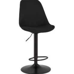 Tabouret réglable 'CAMPUS' en tissu noir et pied noir