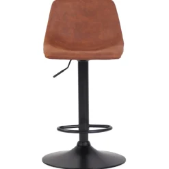 Tabouret réglable design 'OMALET' en microfibre brune et pied en métal noir