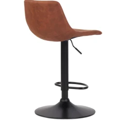 Tabouret réglable design 'OMALET' en microfibre brune et pied en métal noir