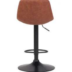 Tabouret réglable design 'OMALET' en microfibre brune et pied en métal noir