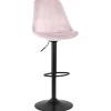 Tabouret réglable 'MIKE' en velours rose et pied noir