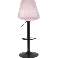 Tabouret réglable 'MIKE' en velours rose et pied noir