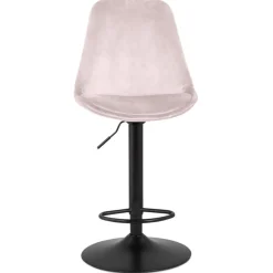 Tabouret réglable 'MIKE' en velours rose et pied noir