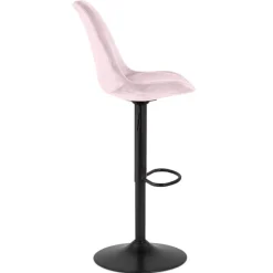 Tabouret réglable 'MIKE' en velours rose et pied noir