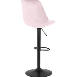 Tabouret réglable 'MIKE' en velours rose et pied noir
