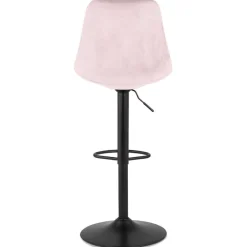 Tabouret réglable 'MIKE' en velours rose et pied noir