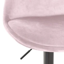 Tabouret réglable 'MIKE' en velours rose et pied noir