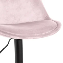 Tabouret réglable 'MIKE' en velours rose et pied noir