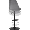 Tabouret réglable 'MIKE' en velours gris et pied noir