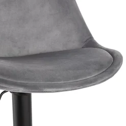 Tabouret réglable 'MIKE' en velours gris et pied noir