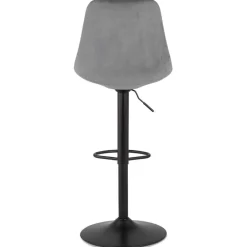 Tabouret réglable 'MIKE' en velours gris et pied noir