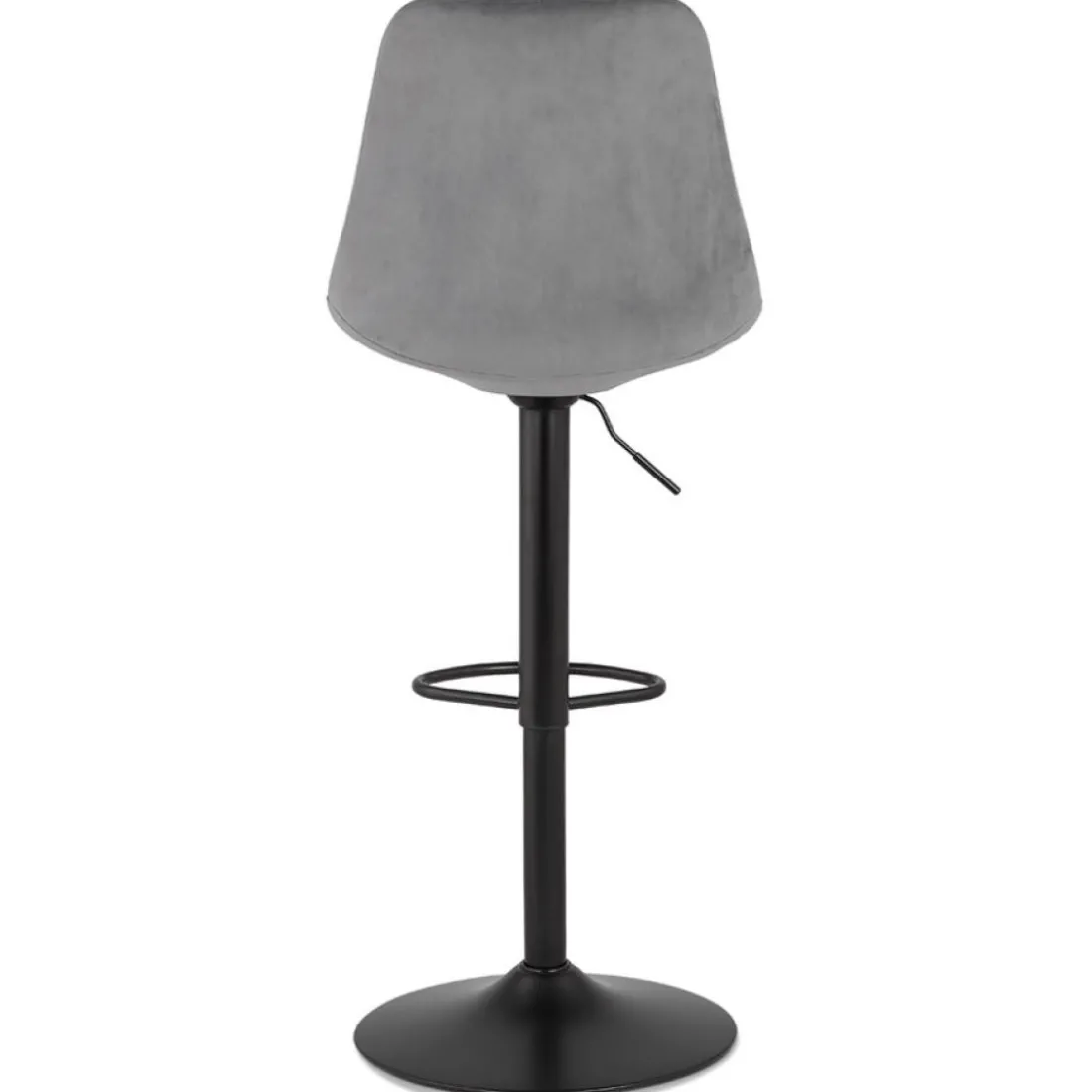 Tabouret réglable 'MIKE' en velours gris et pied noir