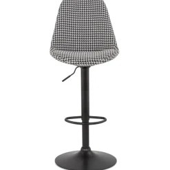 Tabouret réglable 'MIKE' en tissu pied de poule et pied noir