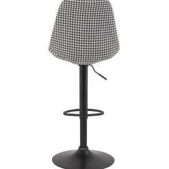 Tabouret réglable 'MIKE' en tissu pied de poule et pied noir