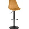 Tabouret réglable 'MIKE' en velours moutarde et pied noir