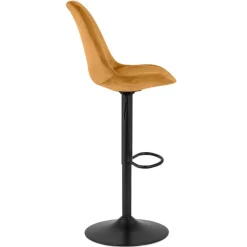 Tabouret réglable 'MIKE' en velours moutarde et pied noir