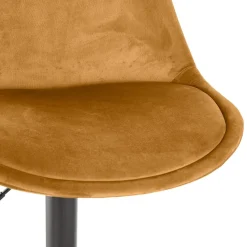 Tabouret réglable 'MIKE' en velours moutarde et pied noir