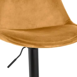 Tabouret réglable 'MIKE' en velours moutarde et pied noir