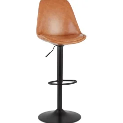 Tabouret réglable 'RODEO' en matière synthétique brune et pied noir