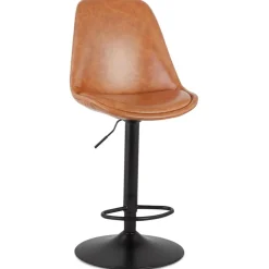 Tabouret réglable 'RODEO' en matière synthétique brune et pied noir
