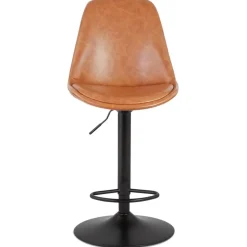 Tabouret réglable 'RODEO' en matière synthétique brune et pied noir