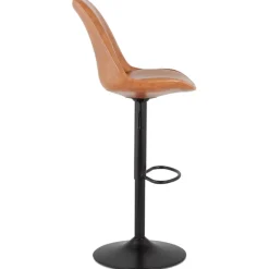Tabouret réglable 'RODEO' en matière synthétique brune et pied noir