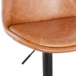 Tabouret réglable 'RODEO' en matière synthétique brune et pied noir