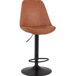 Tabouret réglable 'ZEBRA' en microfibre brun et pied noir
