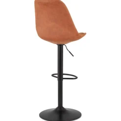 Tabouret réglable 'ZEBRA' en microfibre brun et pied noir