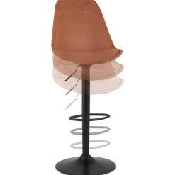 Tabouret réglable 'ZEBRA' en microfibre brun et pied noir