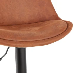 Tabouret réglable 'ZEBRA' en microfibre brun et pied noir