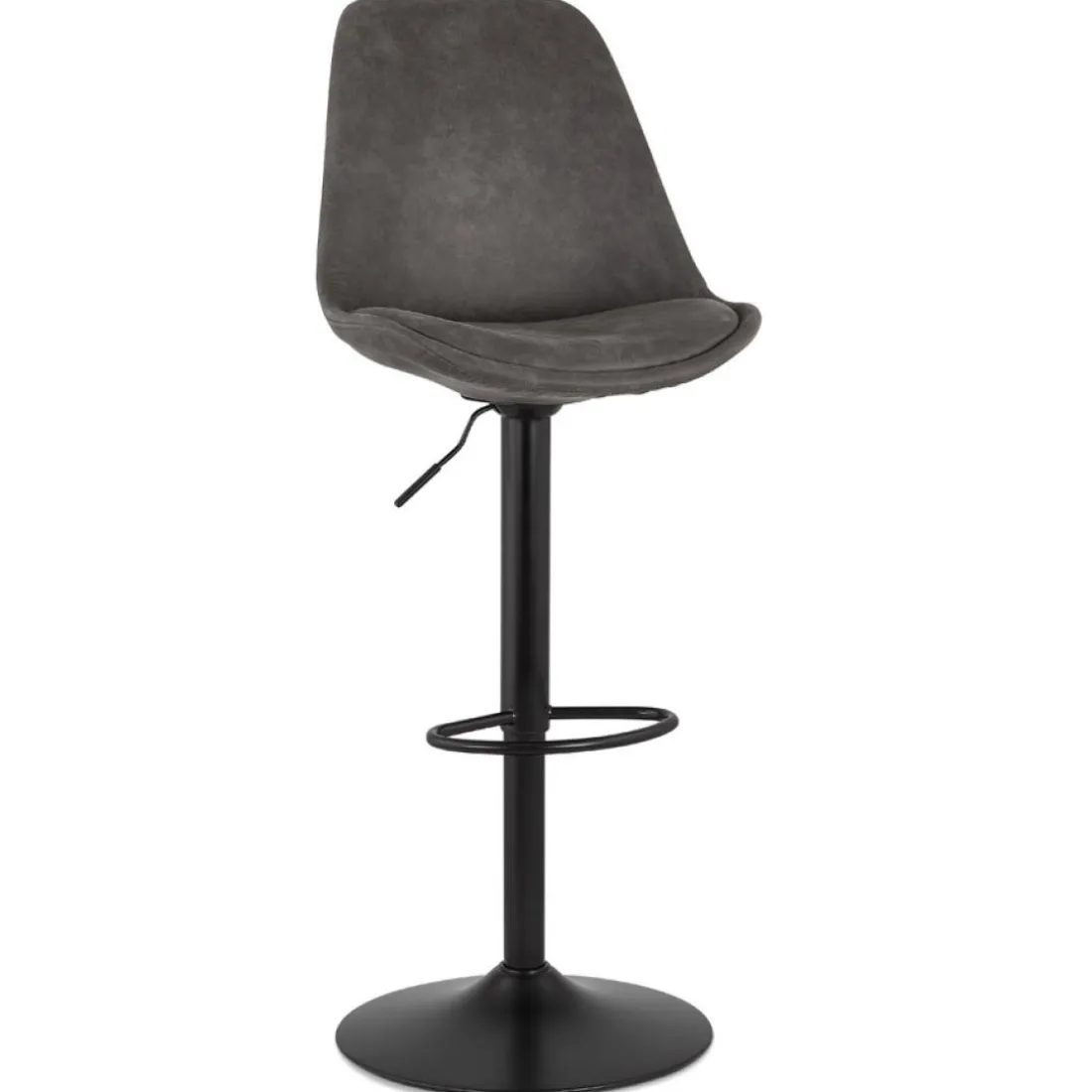 Tabouret réglable 'ZEBRA' en microfibre gris et pied noir
