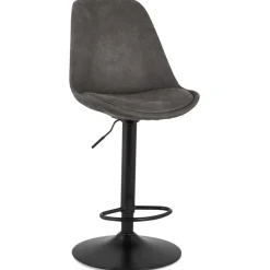 Tabouret réglable 'ZEBRA' en microfibre gris et pied noir