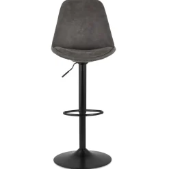 Tabouret réglable 'ZEBRA' en microfibre gris et pied noir