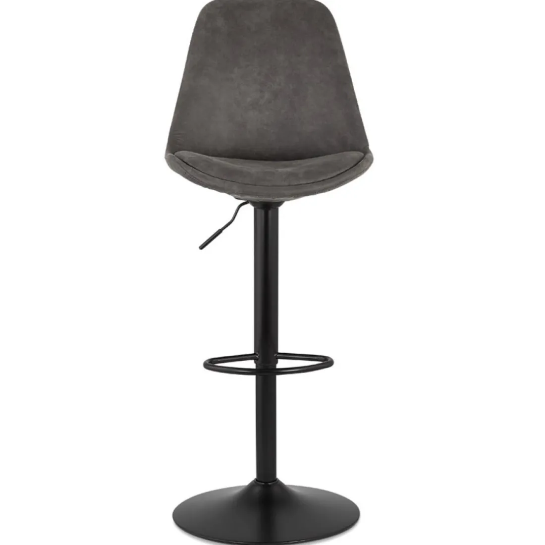 Tabouret réglable 'ZEBRA' en microfibre gris et pied noir