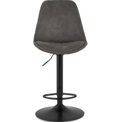 Tabouret réglable 'ZEBRA' en microfibre gris et pied noir