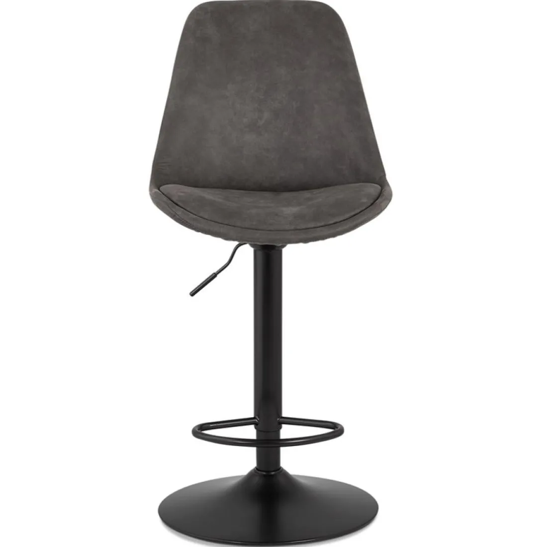 Tabouret réglable 'ZEBRA' en microfibre gris et pied noir