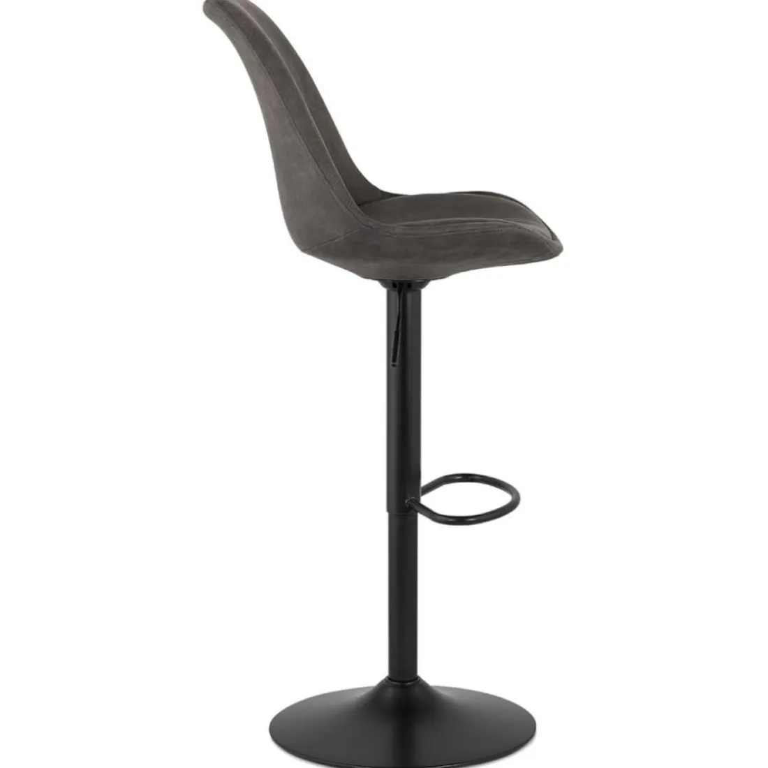 Tabouret réglable 'ZEBRA' en microfibre gris et pied noir