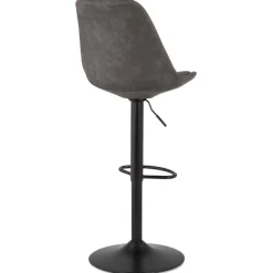 Tabouret réglable 'ZEBRA' en microfibre gris et pied noir