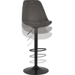 Tabouret réglable 'ZEBRA' en microfibre gris et pied noir