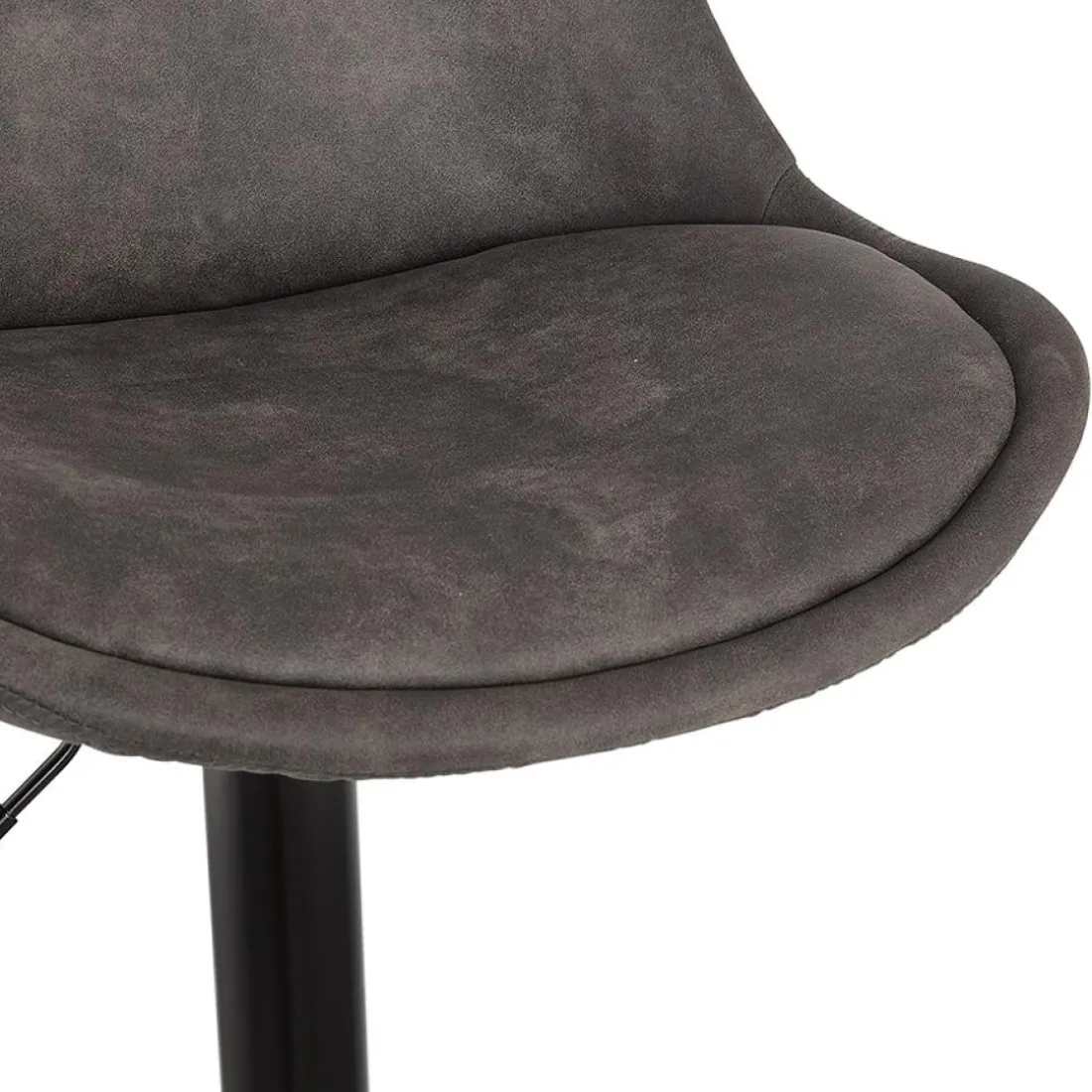 Tabouret réglable 'ZEBRA' en microfibre gris et pied noir