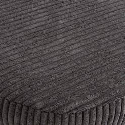 Tabouret Rond ALBANE Velours Cotelé Gris Anthracite Pieds Métal