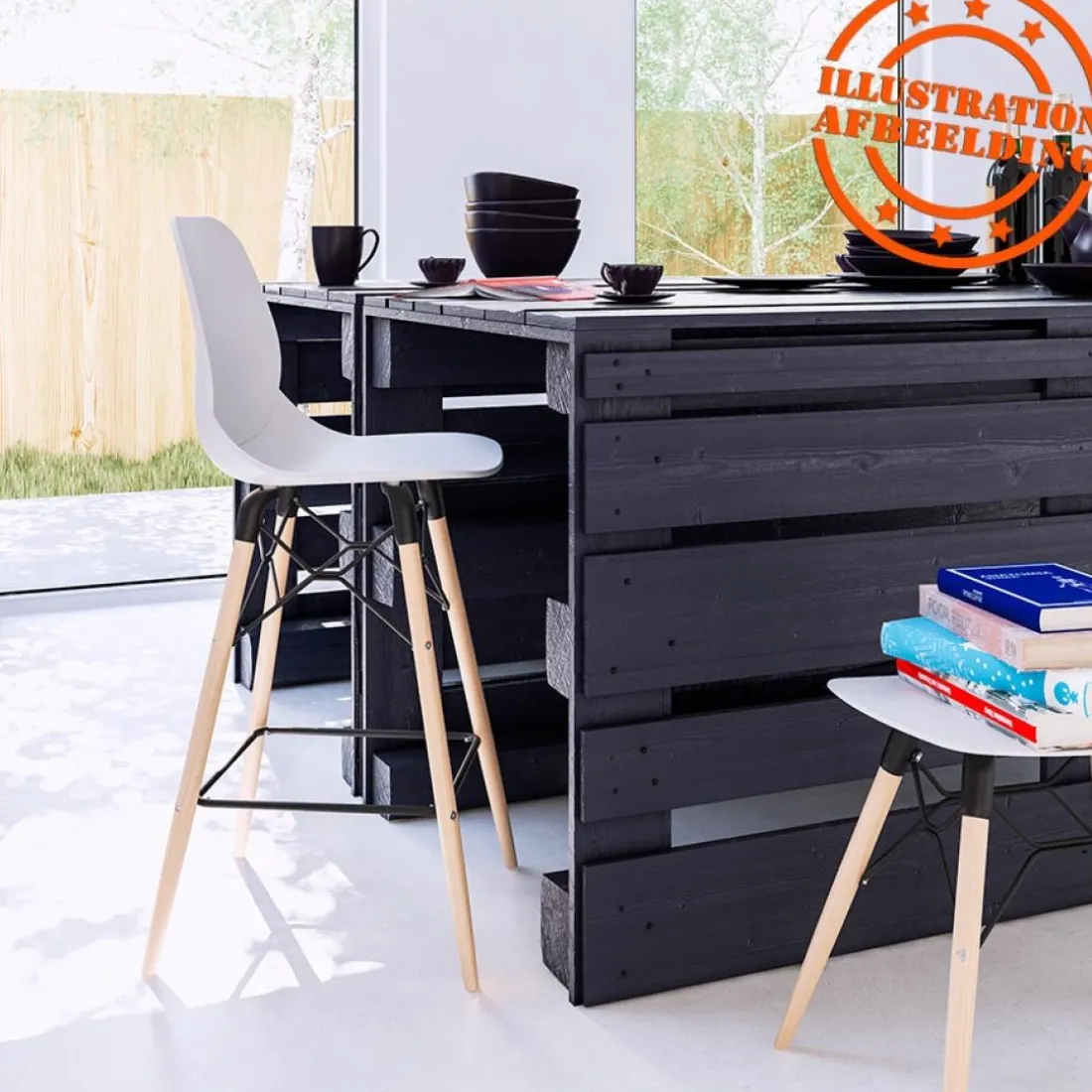 Tabouret snack mi-hauteur 'COSMIK MINI' blanc style scandinave