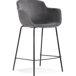 Tabouret snack mi-hauteur 'LARISSA MINI' en velours gris